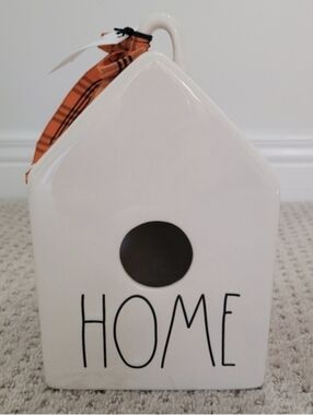 Rae Dunn Home Ceramic Birdhouse With Ribbon NWT